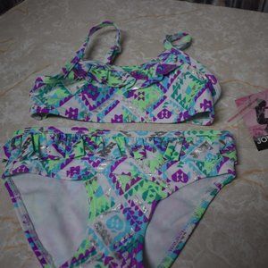 2pc Girls Ruffle Bikini Bathing Suit Sz 4 Joe Boxer New